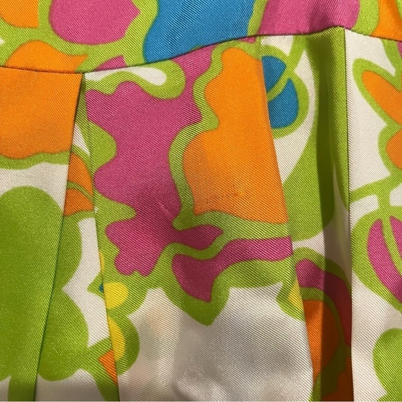 MILLY Retro Floral Print Resort Silk Pleated Skirt Size 4 - Picture 8 of 8